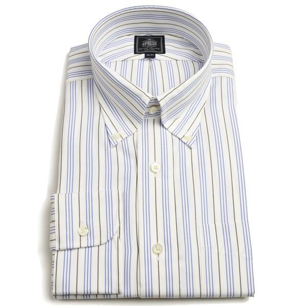Jプレス メンズ J Press Men S ボタンダウンシャツ長袖 ブラウンxブルー 形態安定プレミアムプリーツbdシャツ マルチトリプルストライプ パッチポケット Jj 02 130 2739 イートンプラス 通販 Yahoo ショッピング