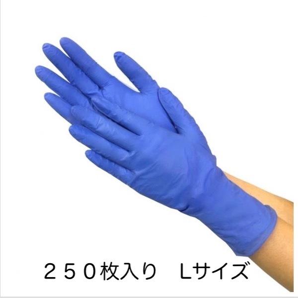 川西工業　ニトリル手袋　250枚入　パウダーフリー 　#2065　ニトリルグローブ クイックフィット Lサイズ　