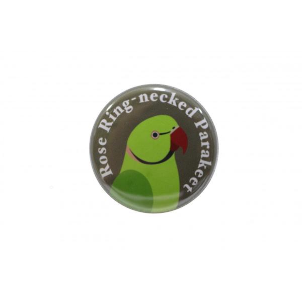 えとぴりかオリジナルデザインの缶バッジ！ついつい集めちゃう！他にはないマニアックなラインナップ！鳥種：ワカケホンセイインコサイズ：25 mm安全ピンタイプ