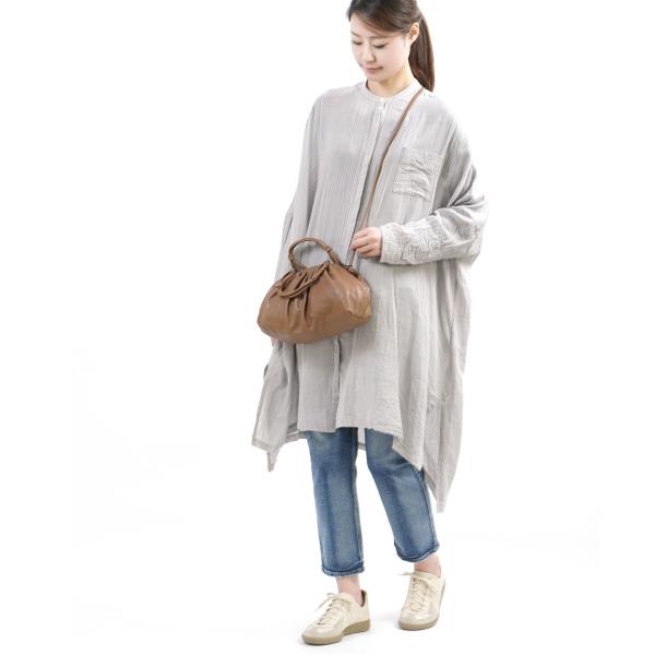 ミズイロインド バンドカラー ワイドシャツ ロングシャツ チュニック 