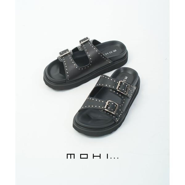 ◆美品◆MOHI ダブルベルト　スタッズサンダル ブラック/シルバー モヒ ダブルベルト スタッズサンダル MOHI 2026春夏新作 レディース