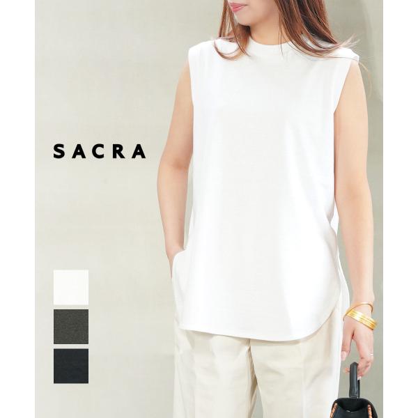 サクラ ヘンプコットンジャージィバックロゴトップ SACRA 125245091 国内正規品 2025春夏新作 送料無料 サクラ ヘンプコットンジャージィバックロゴトップ SACRA レディース