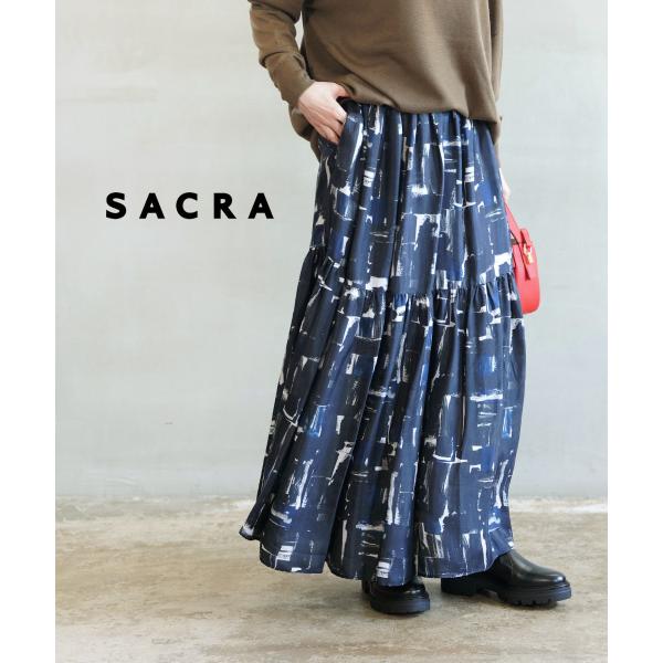 サクラ BRUSH PAINTING SKIRT SACRA 2025秋冬新作 レディース 国内正規