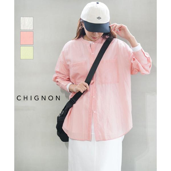 シニヨン シアーストライプオーバーシャツ CHIGNON 2026春夏新作