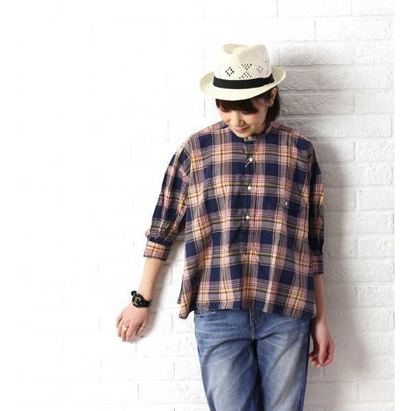 Iliann Loeb イリアンローブ Individualized Shirts コットン マドラスチェック スタンドカラー ワイドプルオーバー シャツ 202 190 1141601 Etre Par Bleu Comme Bleu 通販 Paypayモール