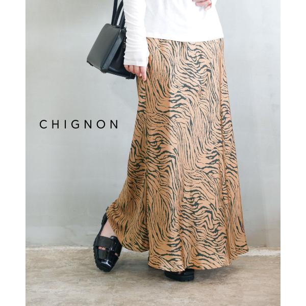 シニヨン ゼブラバイアススカート CHIGNON 2754-044MK 国内正規品 2025秋冬新作 送料無料 シニヨン ゼブラバイアススカート CHIGNON 2025秋冬新作 レディース
