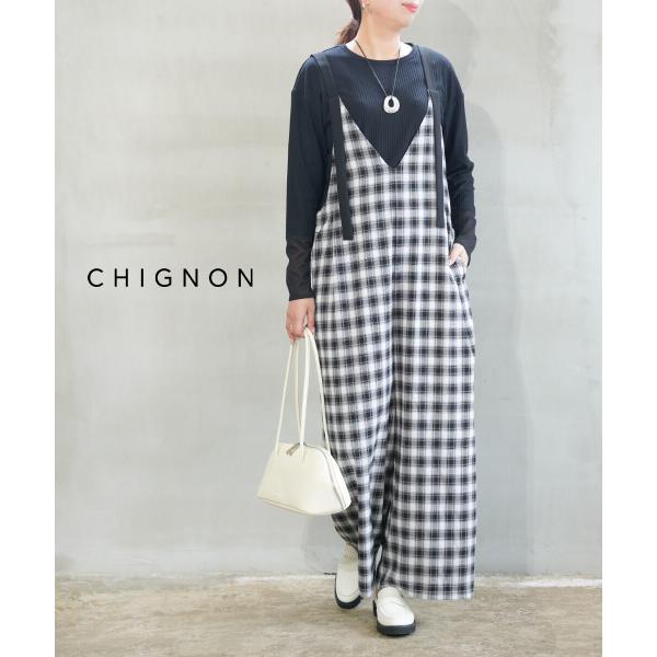 期間限定SALE☆予約限定完売☆CHIGNON☆チェックVネックサロペット