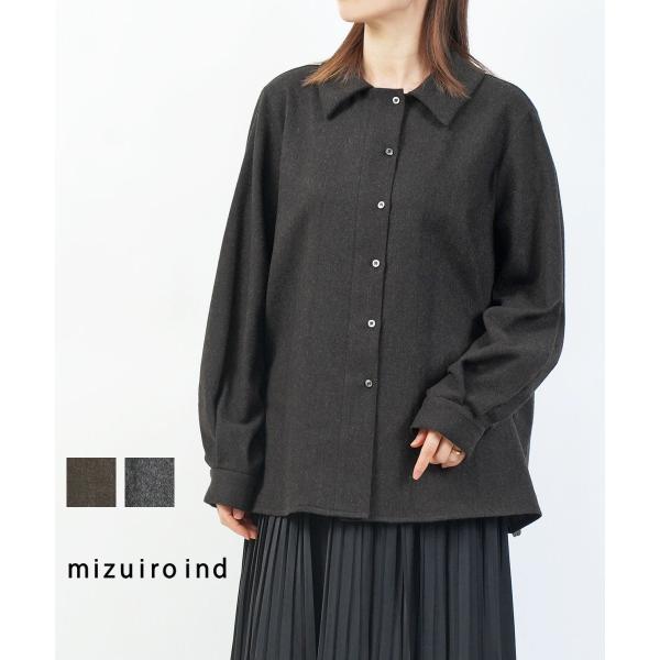 ミズイロインド ウールブレンド バルーンスリーブチュニックシャツ
