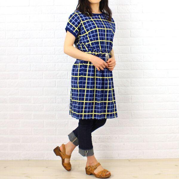 Par Ici パーリッシィ コットンリネンウィンドペンチェック ウエスト切り替えワンピース 50 01op038 14 1 レディース Etre Par Bleu Comme Bleu 通販 Paypayモール