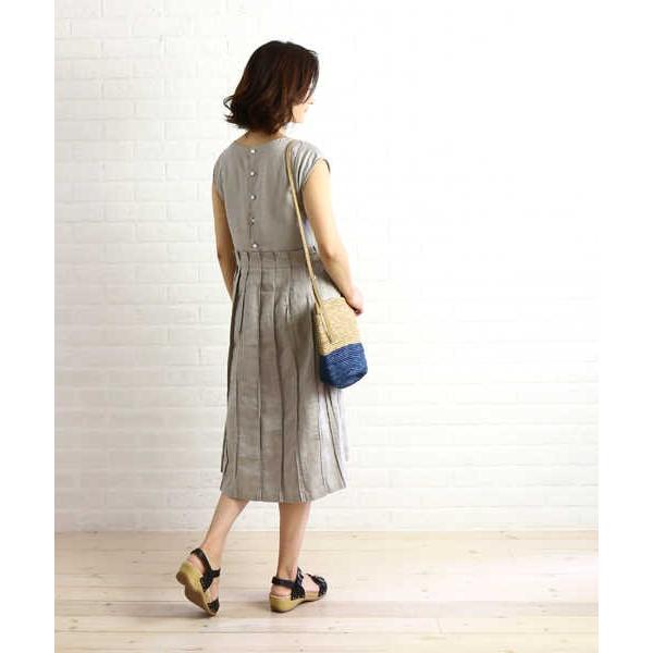 Par Ici パーリッシィ 麻綿 ハイカウントスラブ ステッチプリーツ ワンピース 50 01op054 16 1 Etre Par Bleu Comme Bleu 通販 Paypayモール