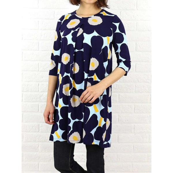 Marimekko マリメッコ レーヨン ポリウレタン ウニッコ柄 7分袖 ワンピース Unikko Horisontis Buyee Buyee Japanese Proxy Service Buy From Japan Bot Online
