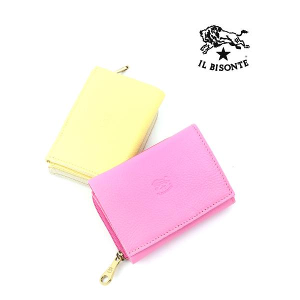 お値下げ★イルビゾンテ★三つ折り財布★コンパクト財布 spuma イエロー IL BISONTE - お値下げ☆イルビゾンテ☆三つ折り財布☆コンパクト財布