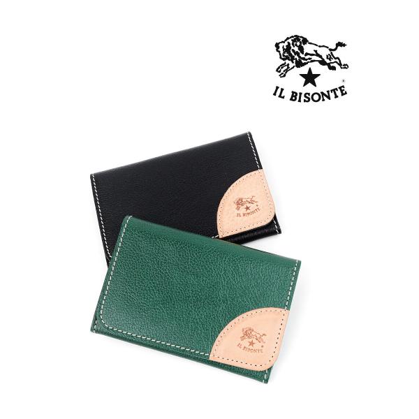 IL BISONTE（イルビゾンテ） コンビネーションレザー フラップ カード