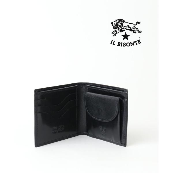 IL BISONTE イルビゾンテ　黒 レザー 二つ折り 財布　革製品　ブラック IL BISONTE（イルビゾンテ） ブラックキャニオンレザー 二つ折り財布