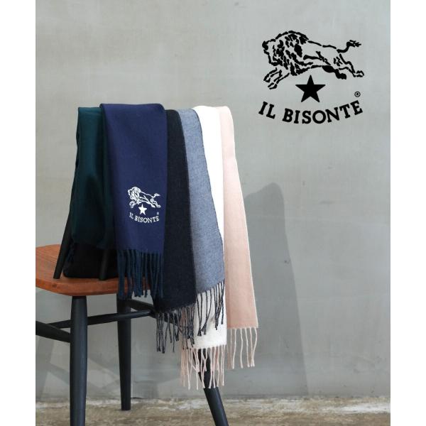 新品未着用 IL BISONTE ウールマフラー ネイビー/グリーン F 新品未着用 IL BISONTE ウールマフラー ネイビー/グリーン F