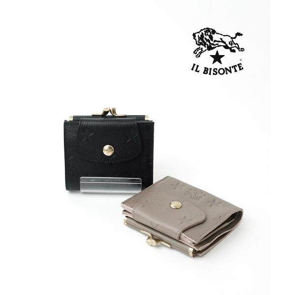 IL BISONTE（イルビゾンテ） スターエンボスレザー がま口二つ折り財布