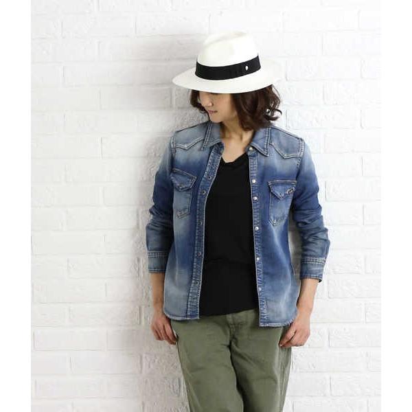 Yanuk ヤヌーク コットン ナイロンポリウレタン Denit ニットデニム ウエスタンシャツ レディース Etre Par Bleu Comme Bleu 通販 Paypayモール