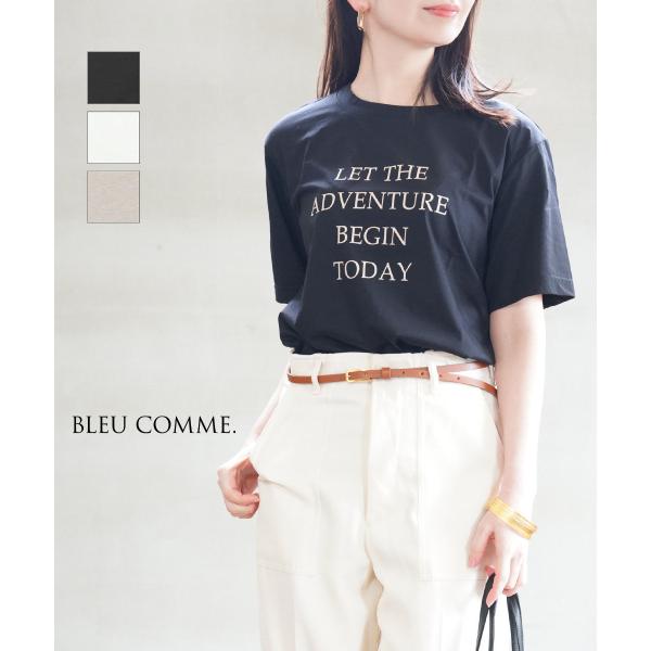 ブルーコム ロゴTシャツ BLEU COMME. 6BCMVC01 国内正規品 2025春夏新作 メール便可能商品[M便 5/5] ブルーコム ロゴTシャツ BLEU COMME. レディース 国内正規品 メール便
