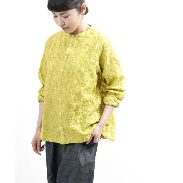 grin グリン スタンドカラーシャツ 刺繍ブラウス レディース