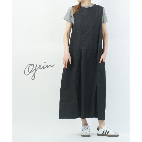 未使用タグ付き 【 グリン grin 】リネン ロング ジレ ワンピース grin（グリン） 40リネン タックワンピース grin 2026春夏新作