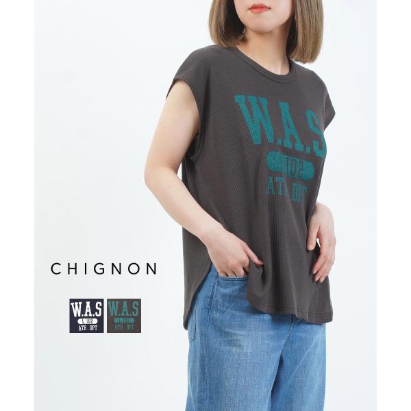 シニヨン ワッフルカレッジロゴT CHIGNON 8453-392KK 国内正規品 2025春夏新作 メール便可能商品[M便 5/5] シニヨン ワッフルカレッジロゴT CHIGNON レディース 国内正規品