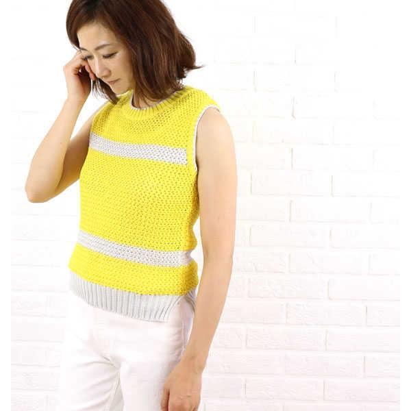 ベアトリス ボーダー かぎ編みニットベスト BEATRICE E99106 国内正規品 210503 送料無料 BEATRICE（ベアトリス） コットン ボーダー かぎ編み ニットベスト