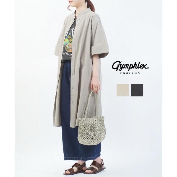 GYMPHLEX（ジムフレックス） スタンドカラー半袖シャツワンピース