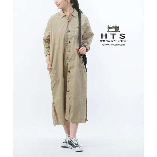 ★未使用HTSハロータウンストアーズ混紡ウールロングシャツ44英国製 ハロータウンストアーズ ONE-UP LONG SHIRT HTS レディース 国内正規品