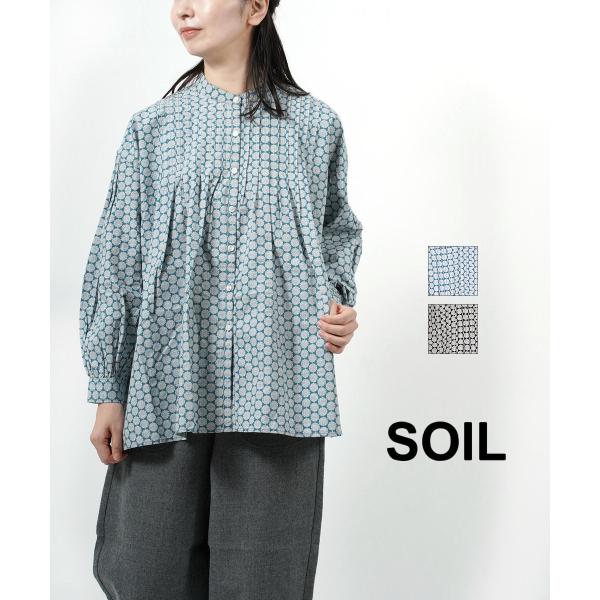 SOIL ソイル ⿻ ポプリン フラワープリント ピンタックシャツ 綿 花柄 春 etre_insl23721