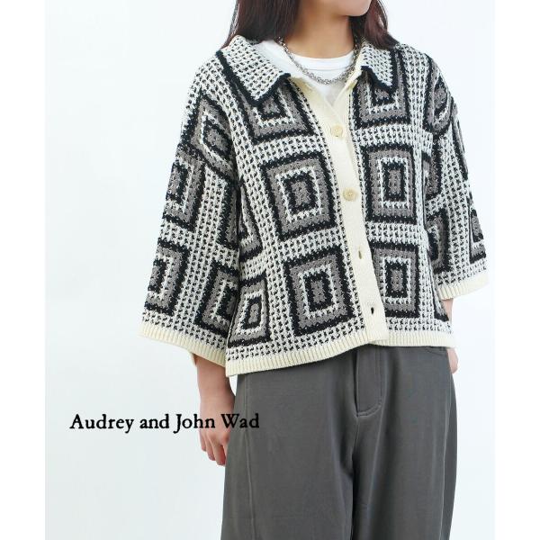 新品タグ 未着 オードリーアンドジョンワッド 毛84絹16 立襟ニットジャケット audrey and john wad - 新品タグ 未着 オードリーアンドジョンワッド