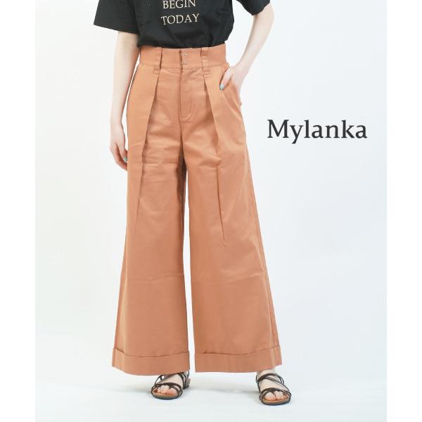 ミランカ チノストレッチ ハイライズワイドパンツ MyLanka M33107 国内正規品 210803 送料無料 ミランカ チノストレッチ ハイライズワイドパンツ MyLanka 2018春夏