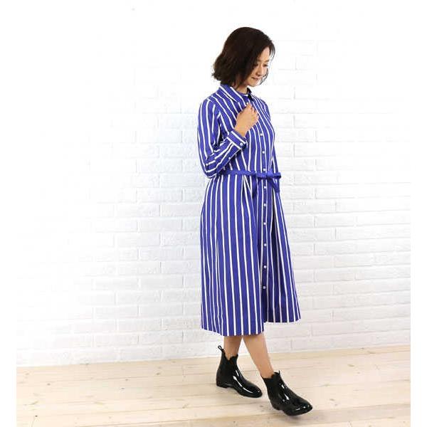 Michel Beaudouin ミシェル ボードウイン コットン チェックストライプ 紐付き シャツワンピース Mb B1503 レディース Etre Par Bleu Comme Bleu 通販 Paypayモール