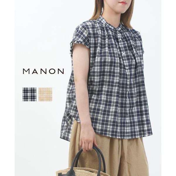 マノン フリルスリーブシアーチェック アミカルシャツ MANON MNN-SPSH-039 国内正規品 2025春夏新作 送料無料 マノン フリルスリーブシアーチェック アミカルシャツ MANON