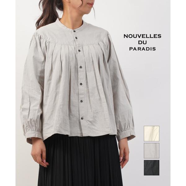 ヌーベル ドゥ パラディ コットンピケシャンブレーラウンドヨークブラウス NOUVELLES DU PARADIS PB24405 国内正規品 220409 送料無料 etre_pb24405