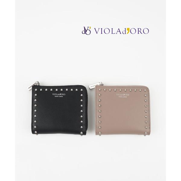 VIOLAd'ORO（ヴィオラドーロ） スタッズ付き二つ折りL字型財布 PORTA