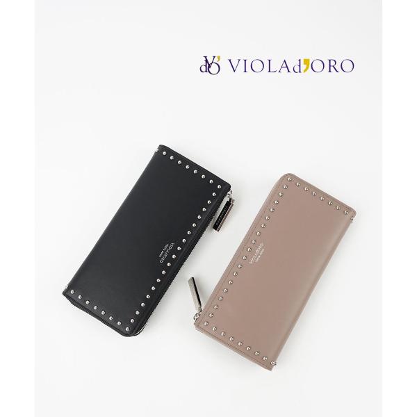 VIOLAd'ORO（ヴィオラドーロ） スタッズ付きL字型財布 PORTA VIOLAd