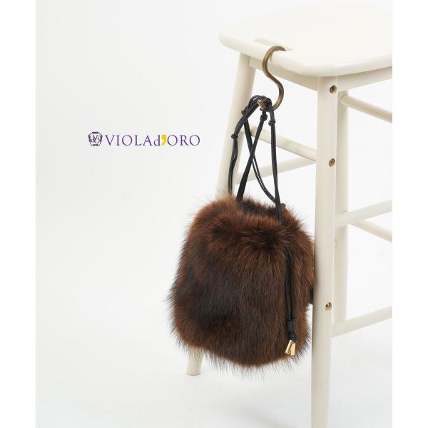 VIOLAd’ORO ヴィオラドーロ 巾着バッグ グレージュ レザー 美品 TRERO / V-1523 | VIOLAd'ORO OFFICIAL STORE