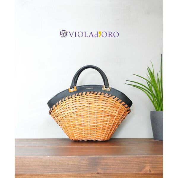 VIOLAd'ORO（ヴィオラドーロ） スプリットラタン×レザー トートバッグ