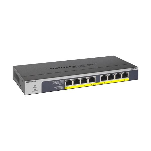 スイッチングハブ NETGEAR GS108PP-100AJS [GS108PP ギガ8ポート PoE+(123W) アンマネージスイッチ]