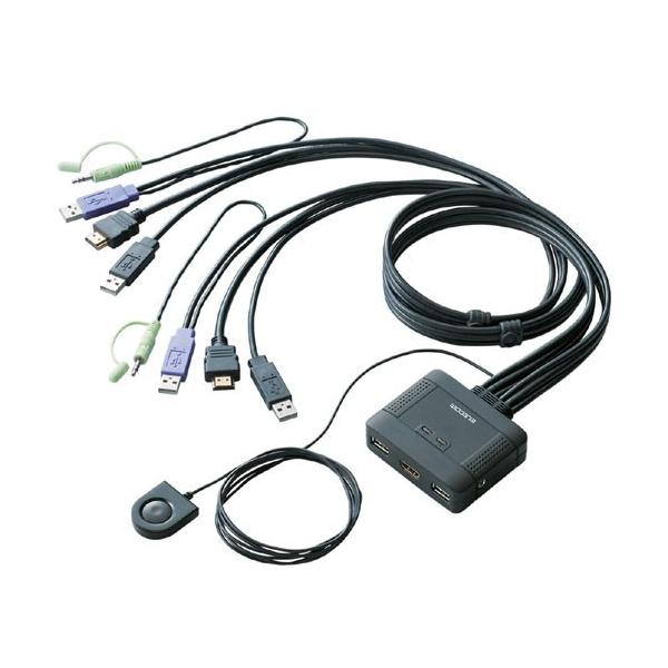 ELECOM製PC自動切替機　KVM-HD HDU2 ELECOM パソコン切替器 エレコム KVM-HDHDU2 [フルHD対応 HDMI対応