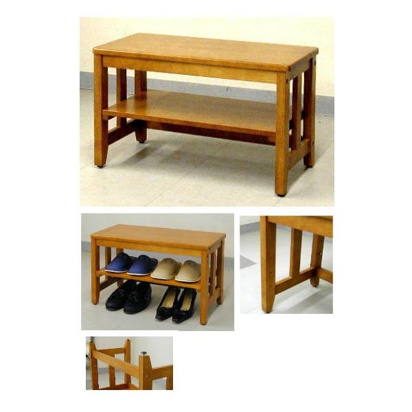 木製の玄関で使うベンチ（腰掛け）です。 ラバーウッドを使用していますので丈夫です。 靴を履く・脱ぐときに腰掛けたり、物を置くのに便利です。 棚の上下にはスリッパ・靴などをおいておくことができます。 （中段の写真） 付属の工具を使いネジをしめ...