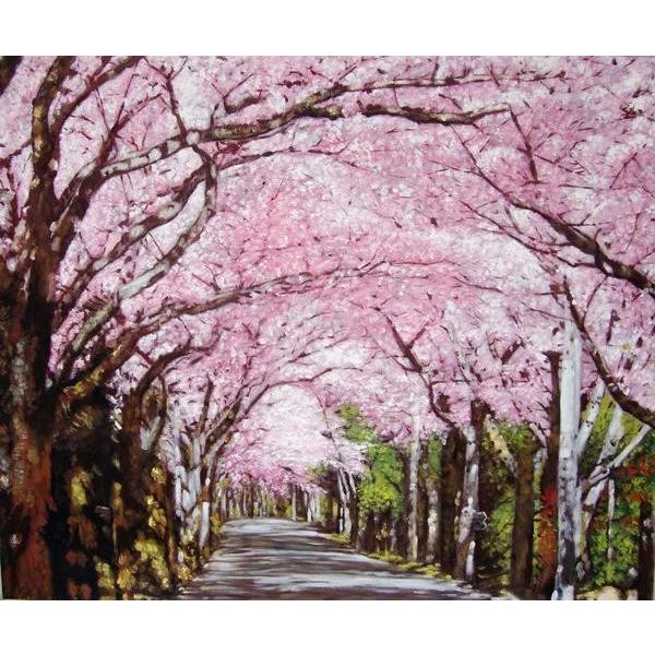 油絵 伊豆高原の桜並木 MA1041 : 絵画制作専門ユーラシアアート