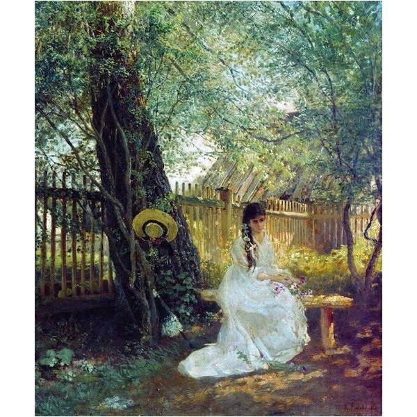 油絵 Konstantin Makovsky_ 白いドレスの女 ma1593