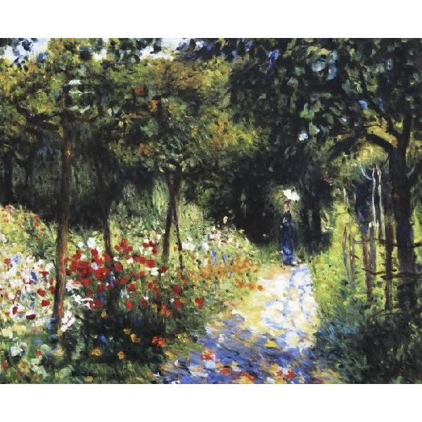 油絵 ルノワールの名作_ 花咲く小道 MA1634 : 絵画制作専門