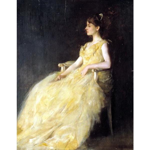 油絵 Thomas Wilmer Dewing_ 黄色のドレスの女 ma1650 : ma1650 : 絵画 