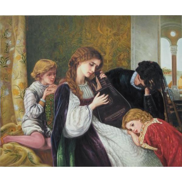 油絵 アーサー・ヒューズの名作_音楽パーティ ma1841