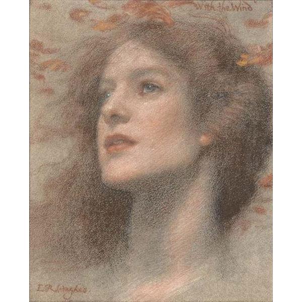 油絵 Edward Robert Hughes_ 風に吹かれて ma1962
