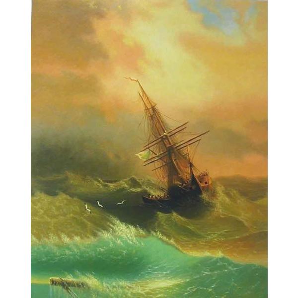 油絵 イワン・アイヴァゾフスキー名作_嵐の航海 MA233 : 絵画制作専門