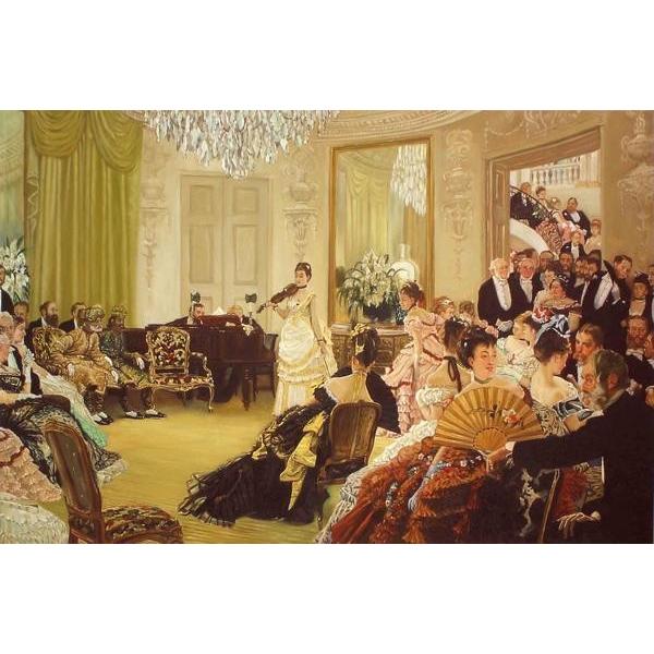 油絵 ジェームス・ティソの名作_音楽会（静寂） MA265 : 絵画制作専門