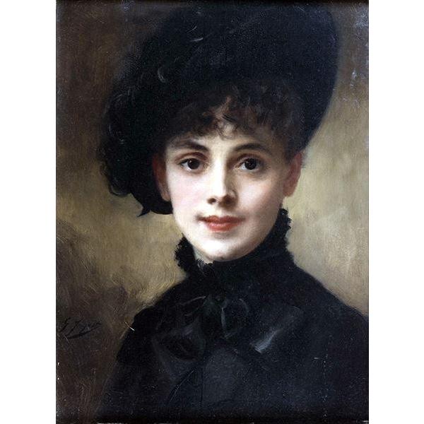 冬の華 油絵 Gustave Jean Jacquet_ピンクの婦人 ma2725 - 絵画